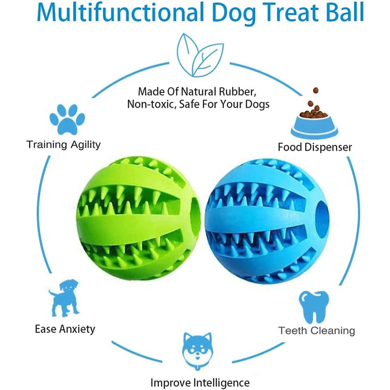 Dog Rubber Ball - Tooth Cleaning -  Food Feeder