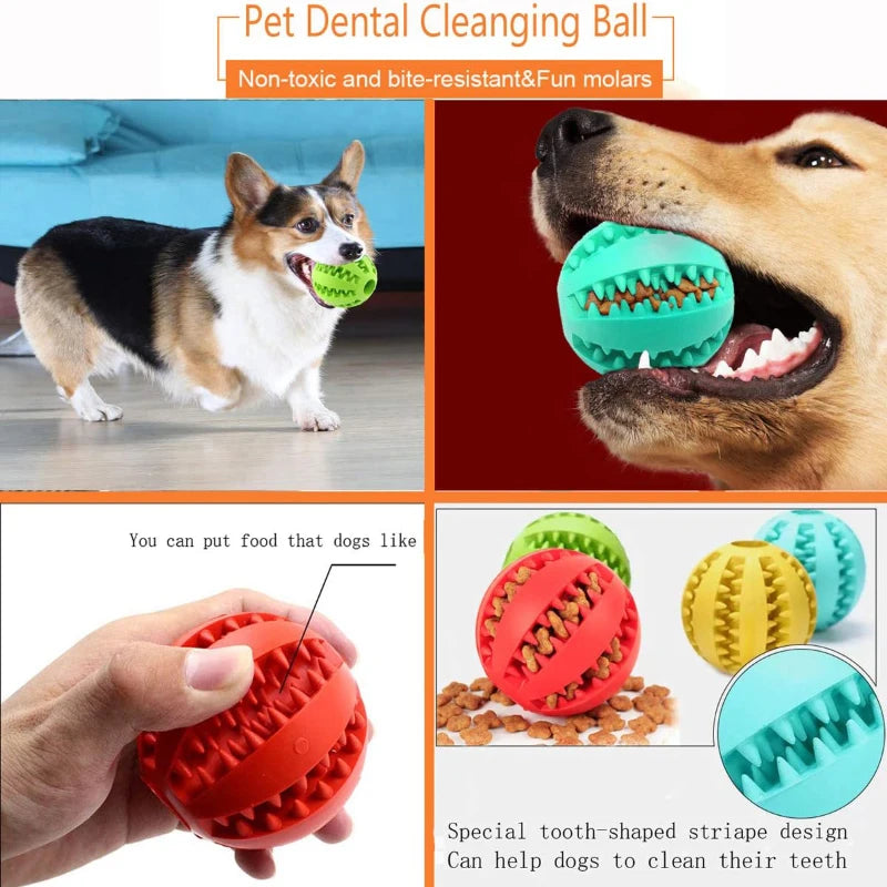 Dog Rubber Ball - Tooth Cleaning -  Food Feeder