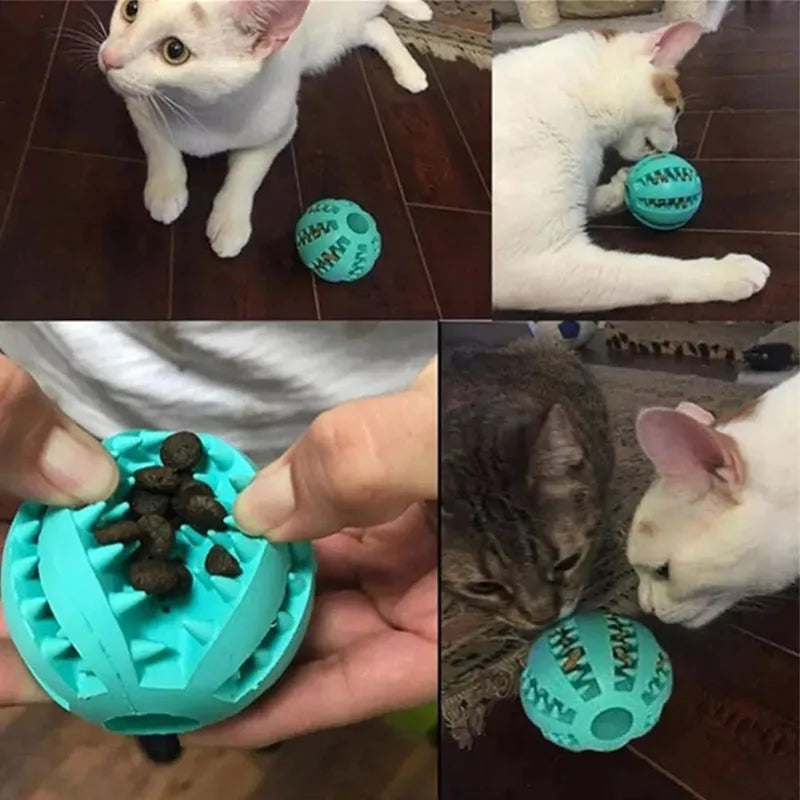 Dog Rubber Ball - Tooth Cleaning -  Food Feeder