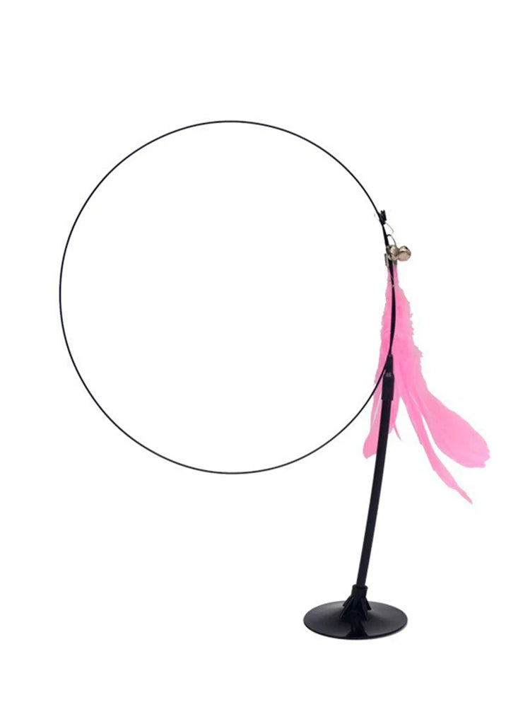 Cat Teaser Stick With Bell, Feather, Long Rod Suction Cup