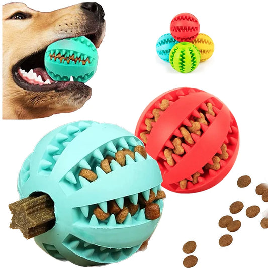 Dog Rubber Ball - Tooth Cleaning -  Food Feeder